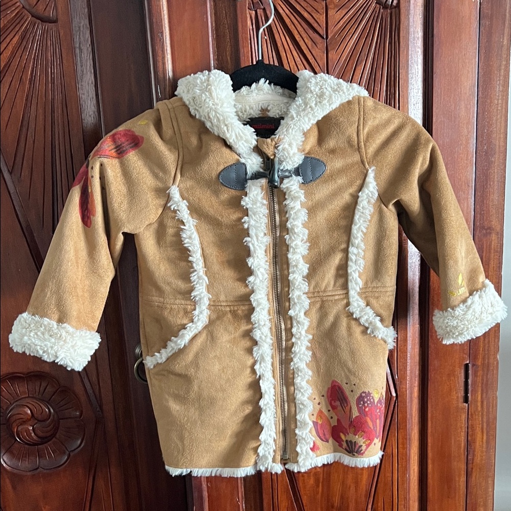 Catimini Cream and Brown Plush Coat